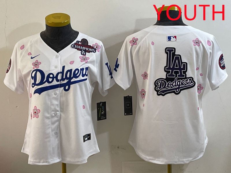 Youth Los Angeles Dodgers Blank White Sakura Edition 2025 Nike MLB Jersey style 20
